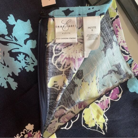 Emma James Petite Linen Blend Midi Skirt and Jacket Suit Sz 10P Floral Print New - Picture 7 of 12